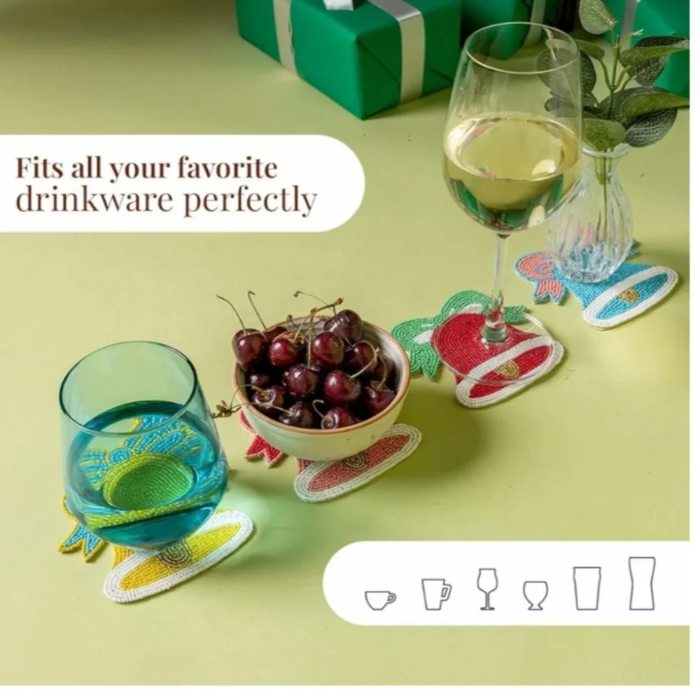 Beaded Christmas in July Bell Coasters Luxury table wear